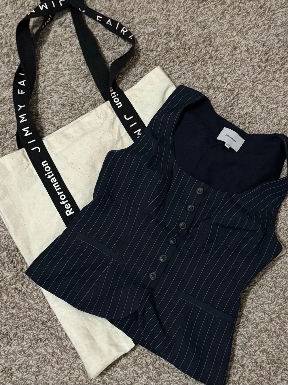 Reformation Navy Top and Tote! - Picture 2 of 9